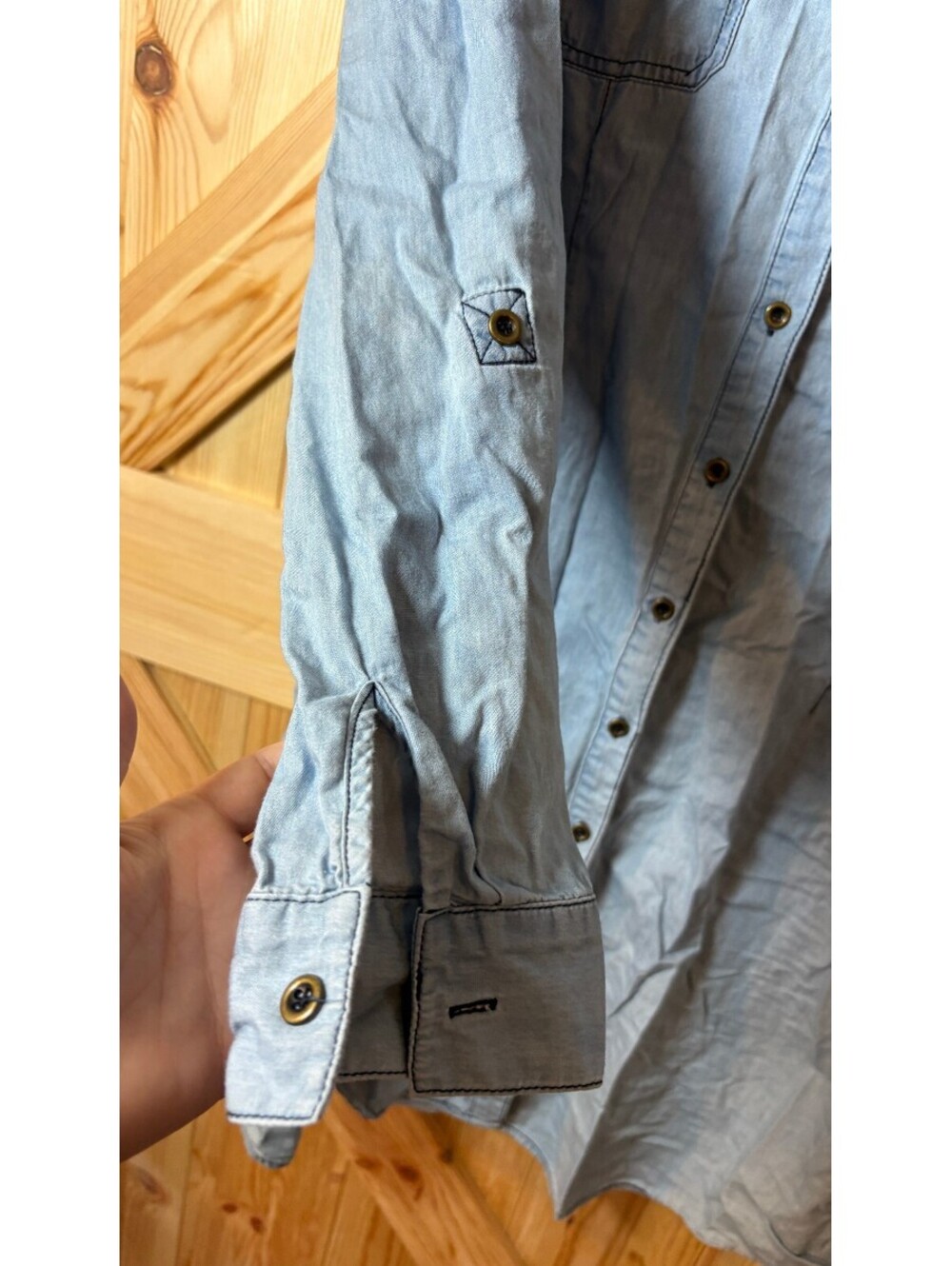 Cato XL Light Blue Denim Shirt Dress with Lace Detail - Picture 4 of 7